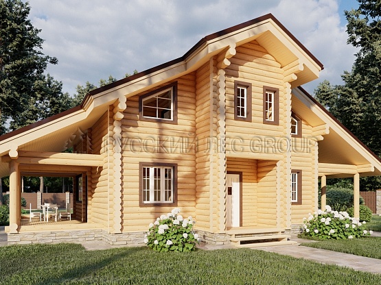 Дом из бревна проект РАФАЭЛЬ 160,9м2 8,80х12,20
