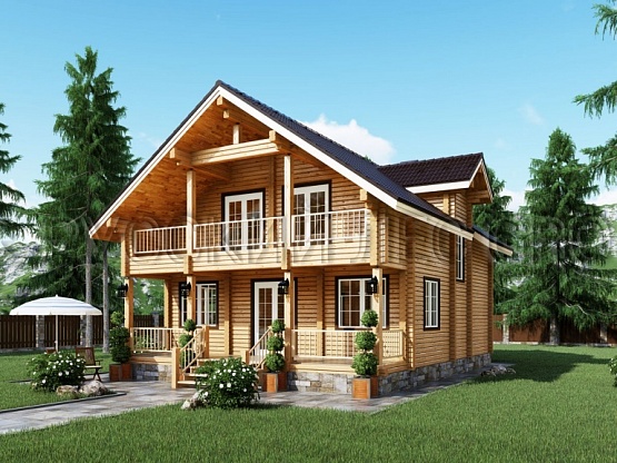 Дом из бруса проект ЛООС 176,5м2 8,8х11,3