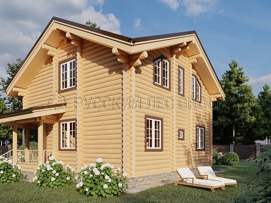 Дом из бревна проект ТОН 135,5м2 8,8х9,5