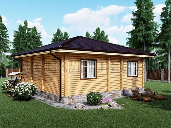 Дом из бруса проект АНДРЕАС 84,5м2 9,0х9,0