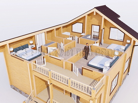 Дом из бруса проект ЭВКЛАЗ 199,7м2 10,20х12,20