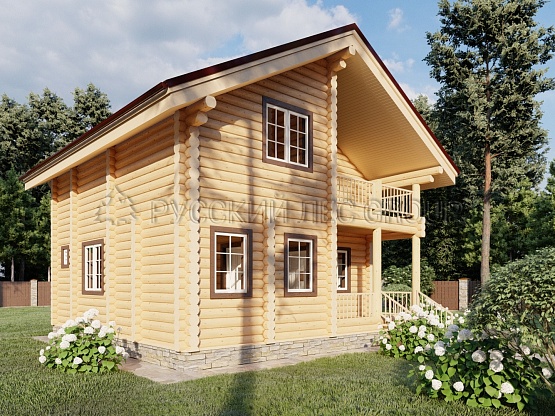 Дом из бревна проект СКАПОЛИТ 122,8м2 8,2х8,2