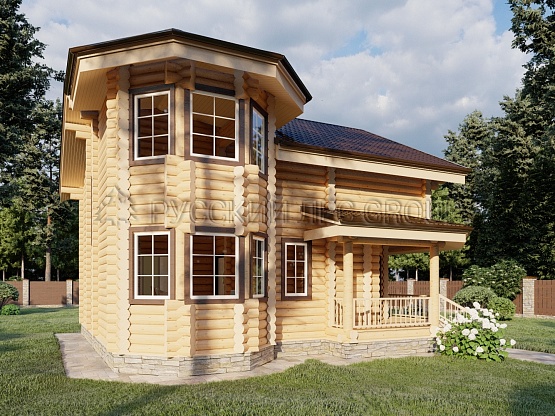 Дом из бревна проект ТОН 135,5м2 8,8х9,5