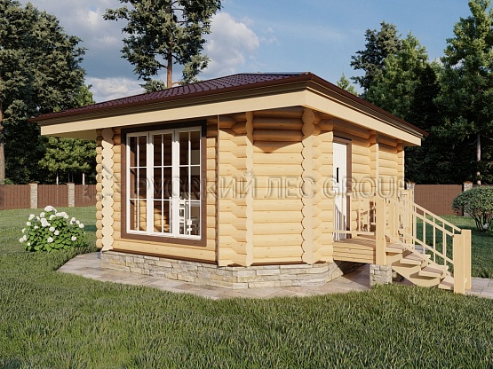 Дом из бревна проект БЭРРИ 33,2м2 5,5х6,5