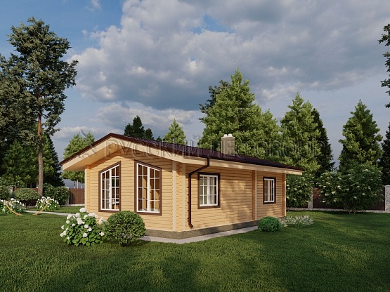 Дом из бруса проект ТРЕЗИНИ 49,3м2 9,5х5,5