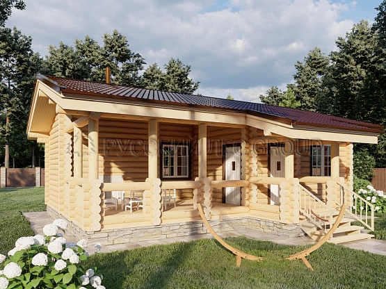 Дом из бревна проект АГАТ 64,2м2 7x10,0